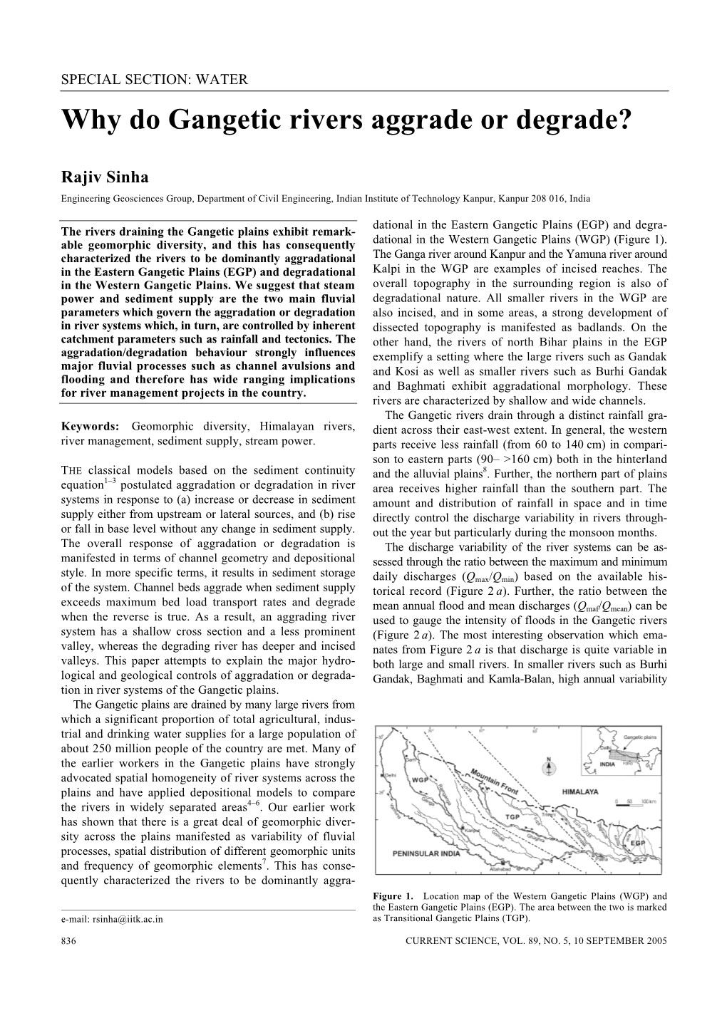 Why Do Gangetic Rivers Aggrade Or Degrade?