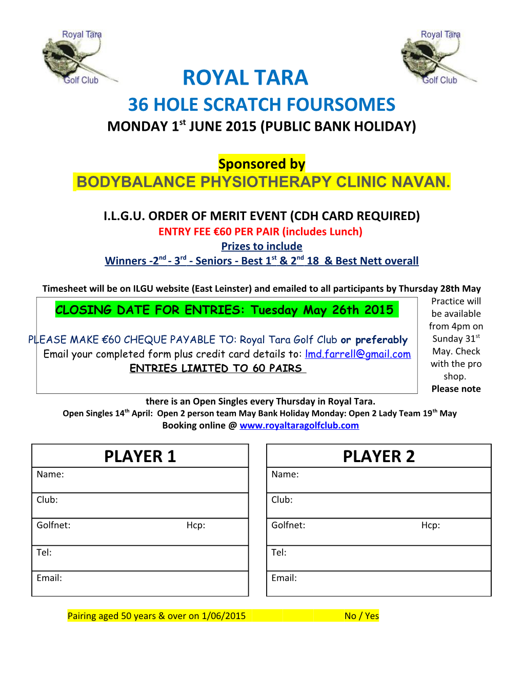 36 Hole Scratch Foursomes