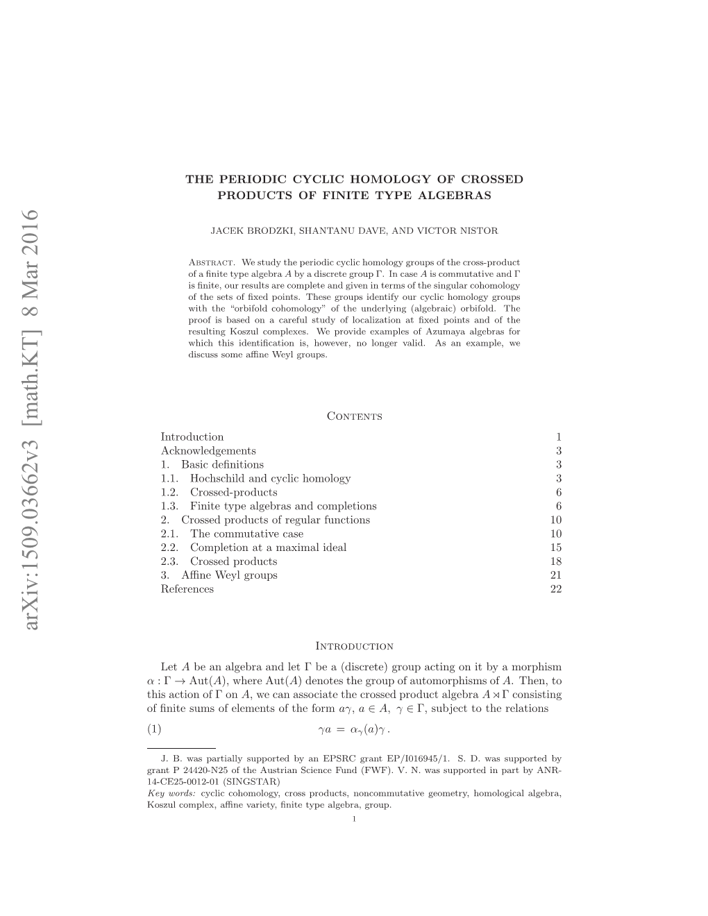 The Periodic Cyclic Homology of Crossed Products of Finite Type