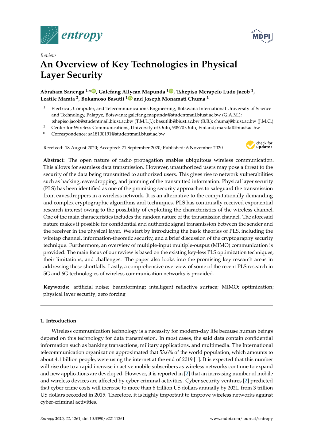 An Overview of Key Technologies in Physical Layer Security