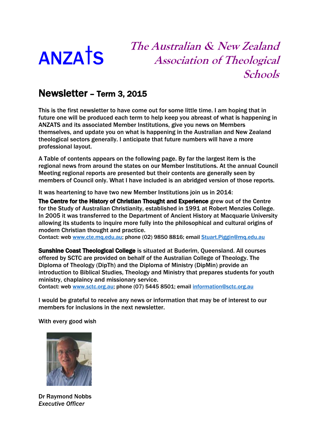 August 2015 ANZATS Newsletter