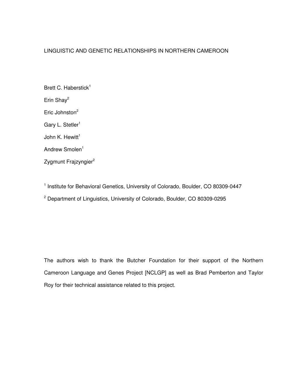 Linguistic and Genetic Relationships in Northern Cameroon