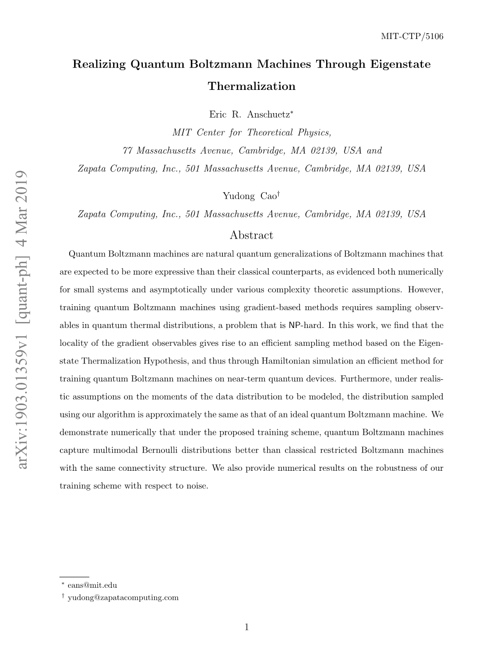 Quant-Ph] 4 Mar 2019 with the Same Connectivity Structure