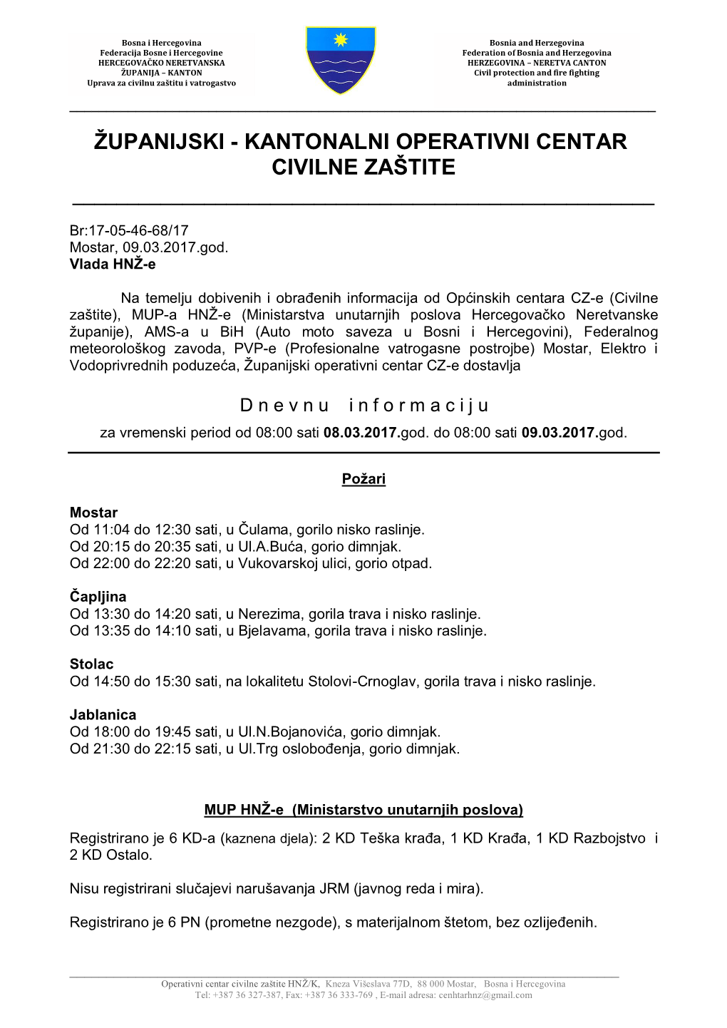 Kantonalni Operativni Centar Civilne Zaštite