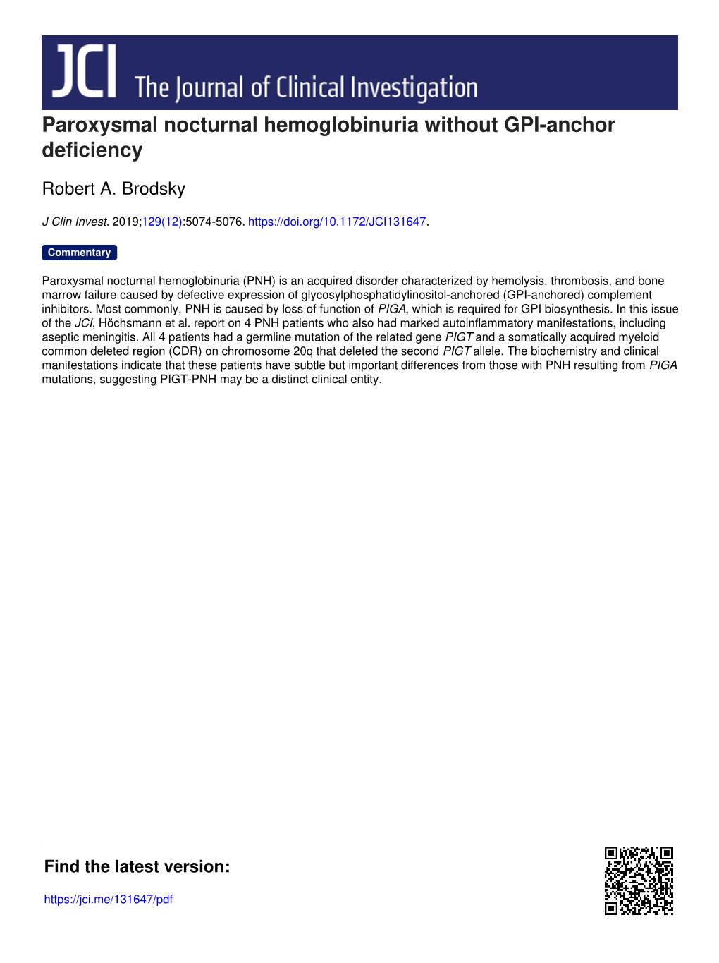 Paroxysmal Nocturnal Hemoglobinuria Without GPI-Anchor Deficiency