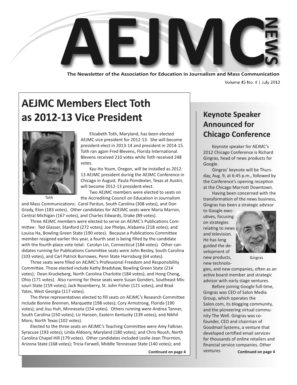 AEJMC Members Elect Toth As 2012-13 Vice President