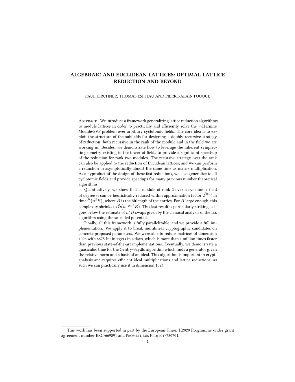 Algebraic and Euclidean Lattices: Optimal Lattice Reduction and Beyond