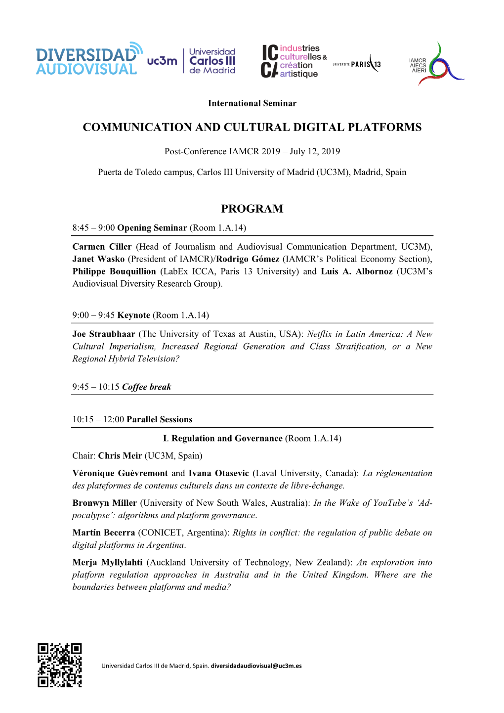 Communication and Cultural Digital Platforms Program
