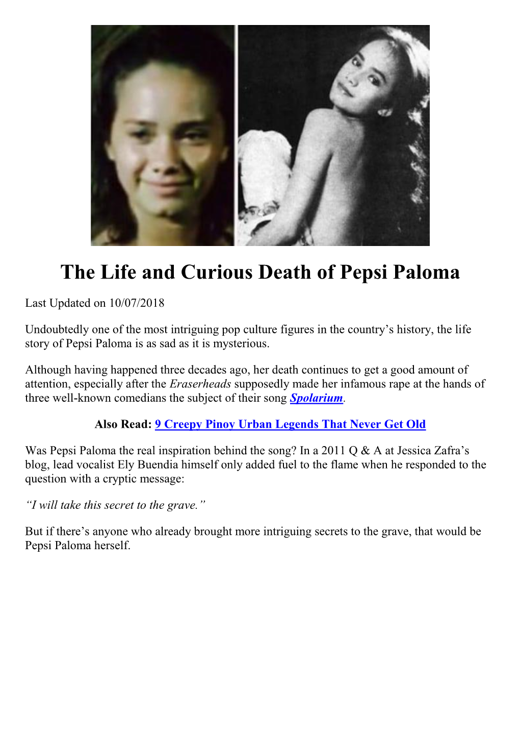 The Life and Curious Death of Pepsi Paloma