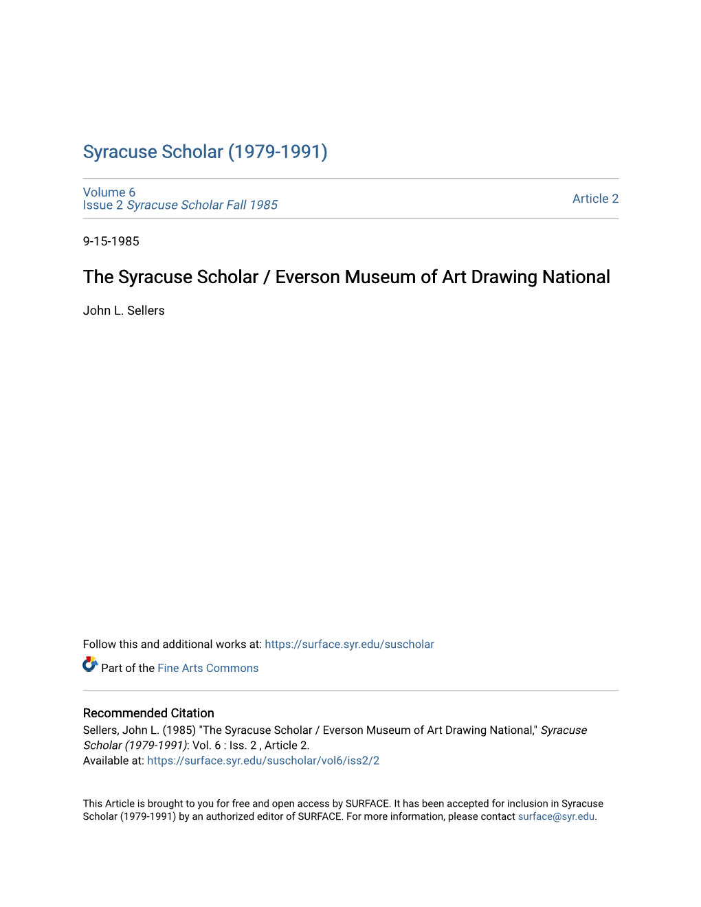 The Syracuse Scholar / Everson Museum of Art Drawing National