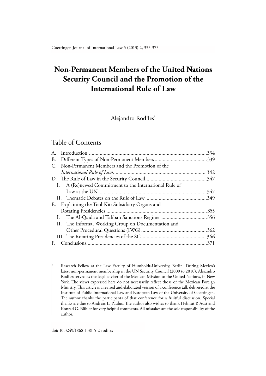 Non-Permanent Members of the United Nations Security Council and the Promotion of the International Rule of Law