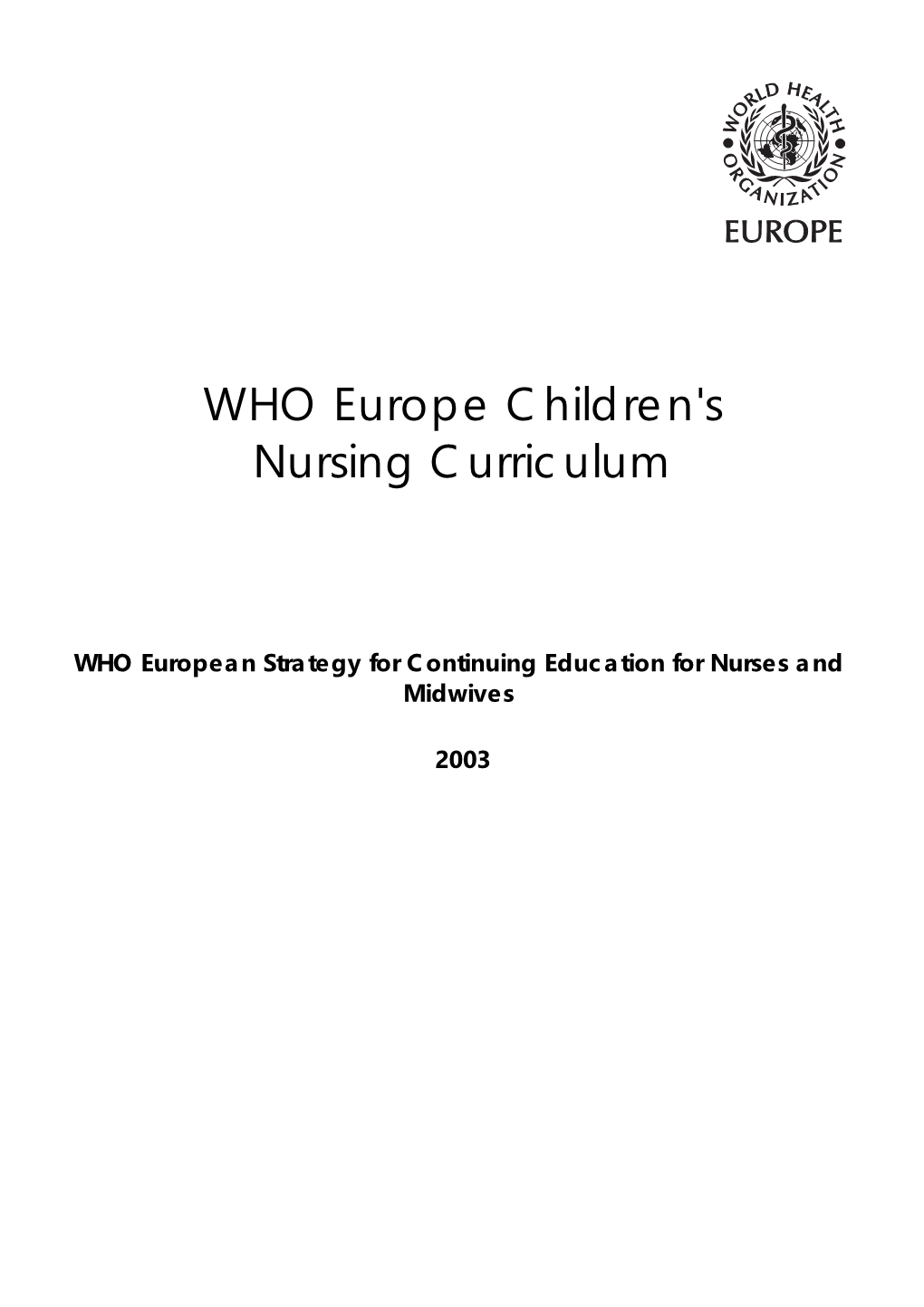 WHO Europe Children's Nursing Curriculum