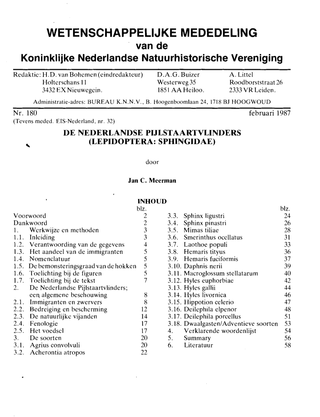 WETENSCHAPPELIJKE MEDEDELING Van De Koninklijke Nederlandse Natuurhistorische Vereniging