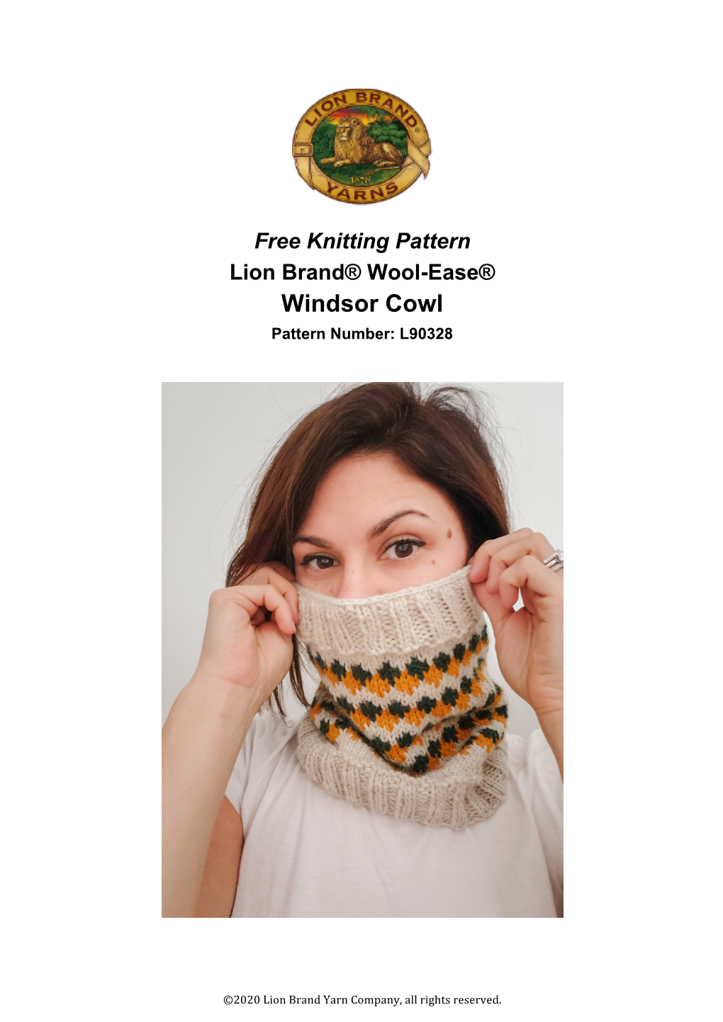 Free Knitting Pattern Lion Brand® Wool-Ease® Windsor Cowl Pattern Number: L90328