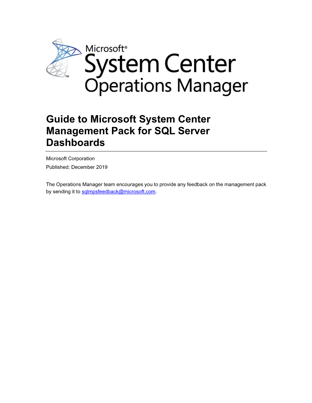 Guide to Microsoft System Center Management Pack for SQL Server Dashboards