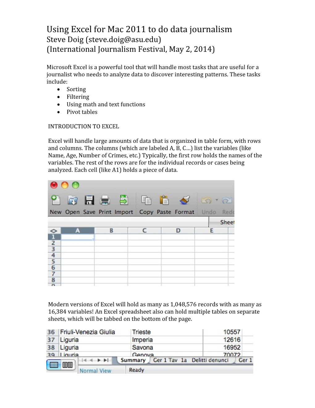 Using Excel for Mac 2011 to Do Data Journalism