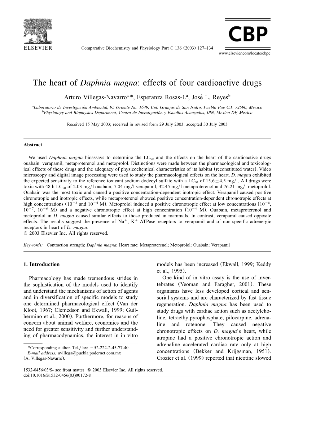 The Heart of Daphnia Magna: Effects of Four Cardioactive Drugs