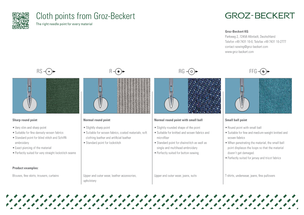 Cloth Points from Groz-Beckert the Right Needle Point for Every Material