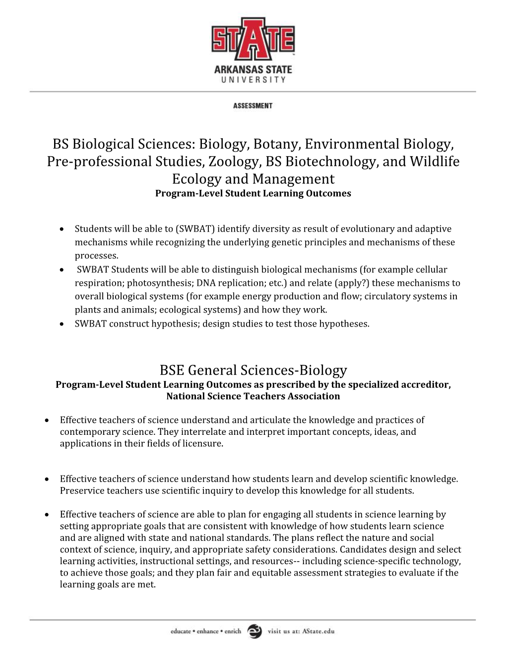 Biology, Botany, Environmental Biology, Pre-Professional Studies