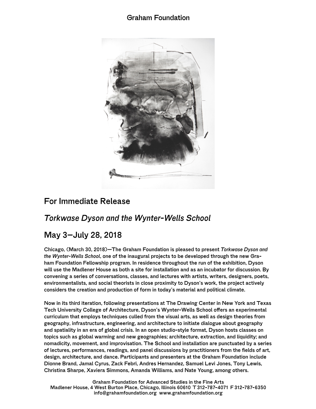 For Immediate Release Torkwase Dyson and the Wynter-Wells School
