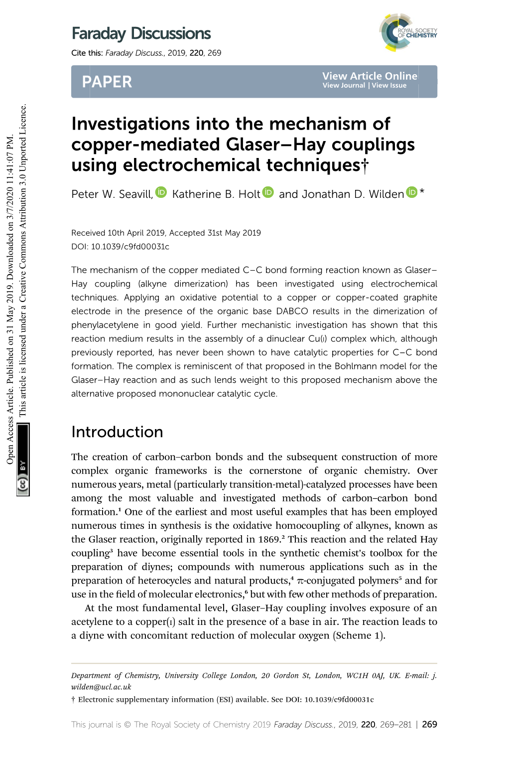 Investigations Into the Mechanism of Copper-Mediated Glaser–Hay Couplings Using Electrochemical Techniques†