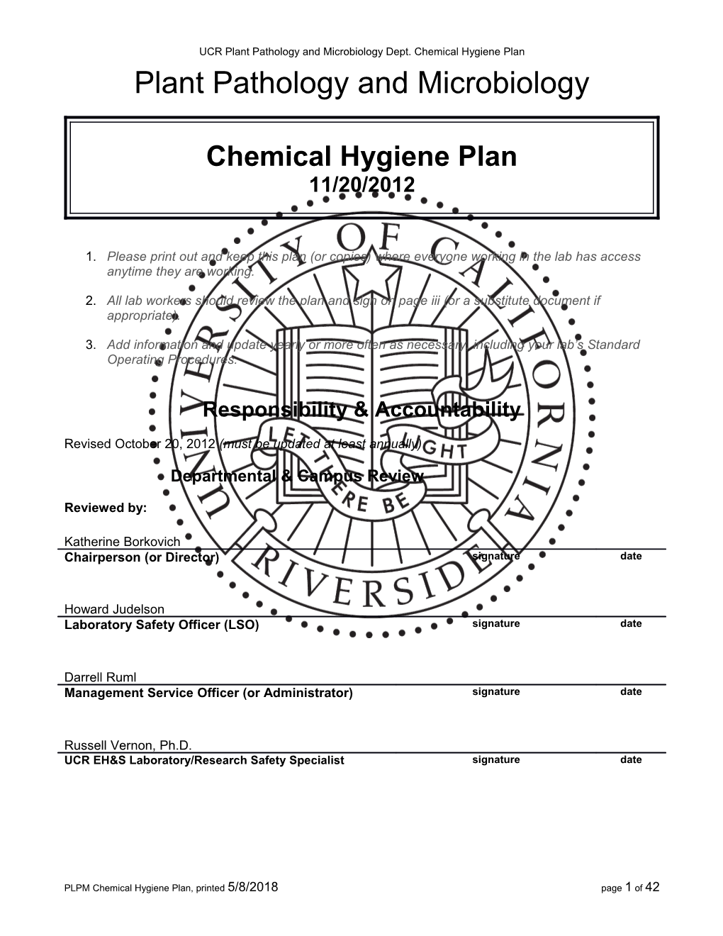 Chemical Hygiene Template