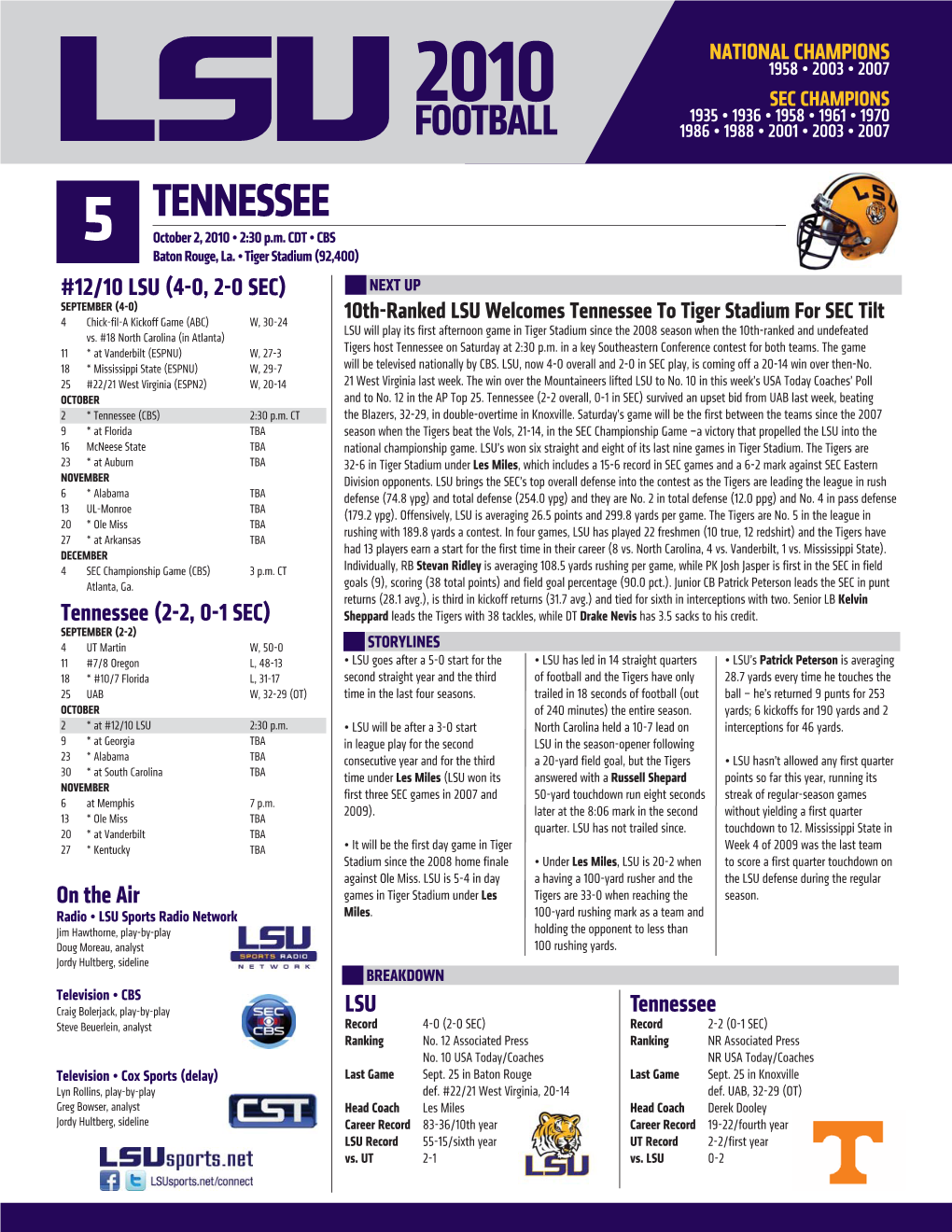 Game 5 Notes Vs. Tennessee.Indd