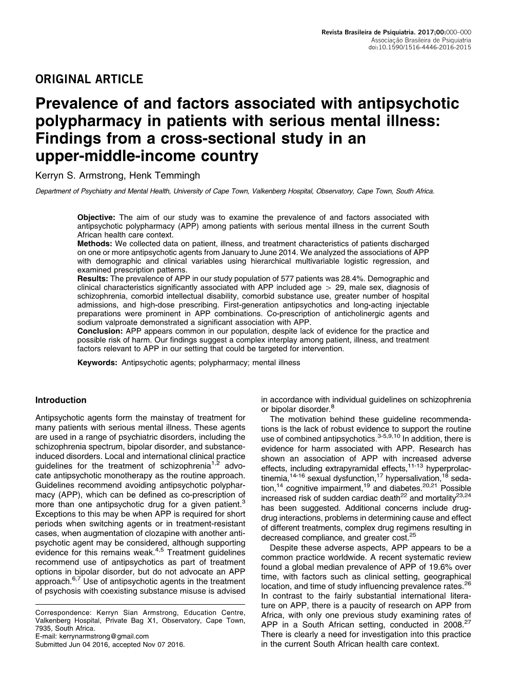 Prevalence of and Factors Associated with Antipsychotic Polypharmacy In