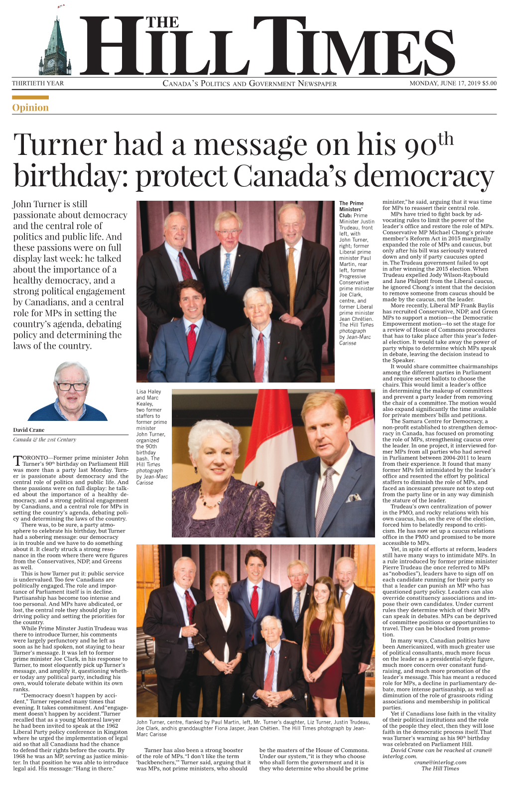 Turner Had a Message on His 90Th Birthday: Protect Canada's Democracy