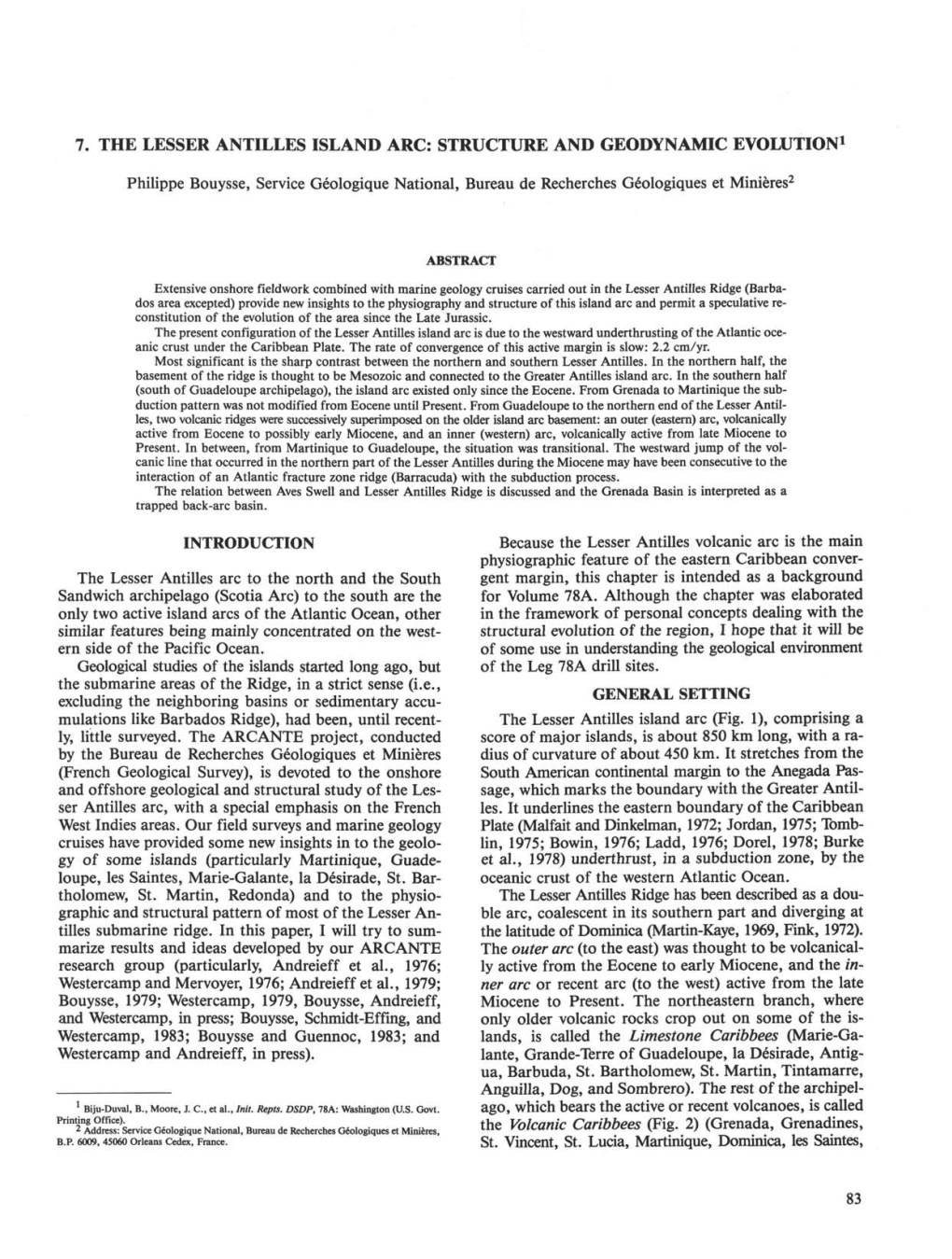 7. the Lesser Antilles Island Arc: Structure and Geodynamic Evolution1