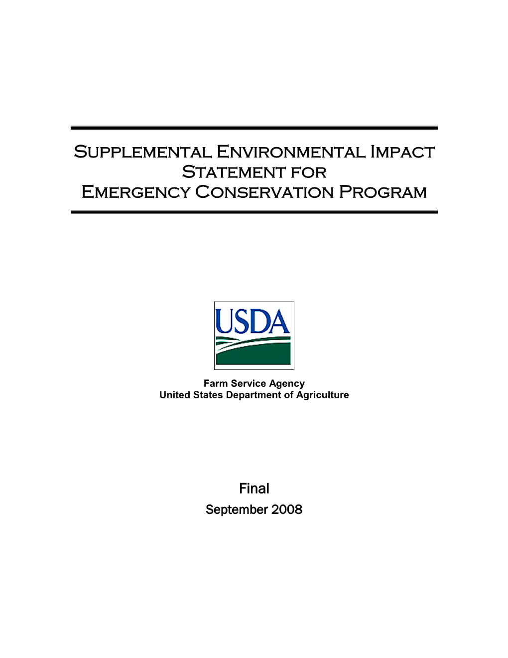 Supplemental Environmental Impact Statement for Emergency Conservation Program