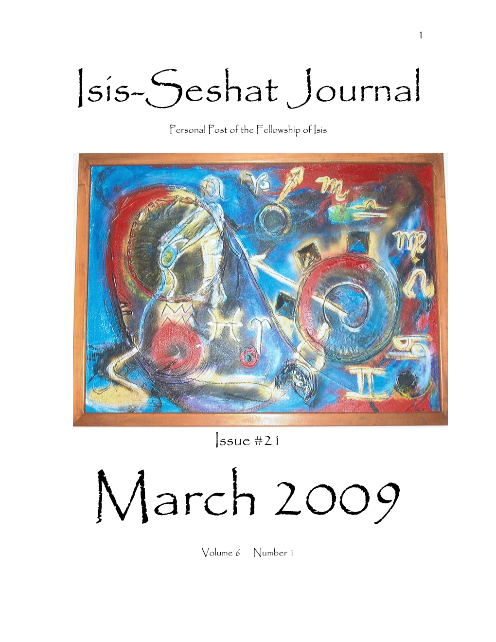 Isis-Seshat Journal Personal Post of the Fellowship of Isis