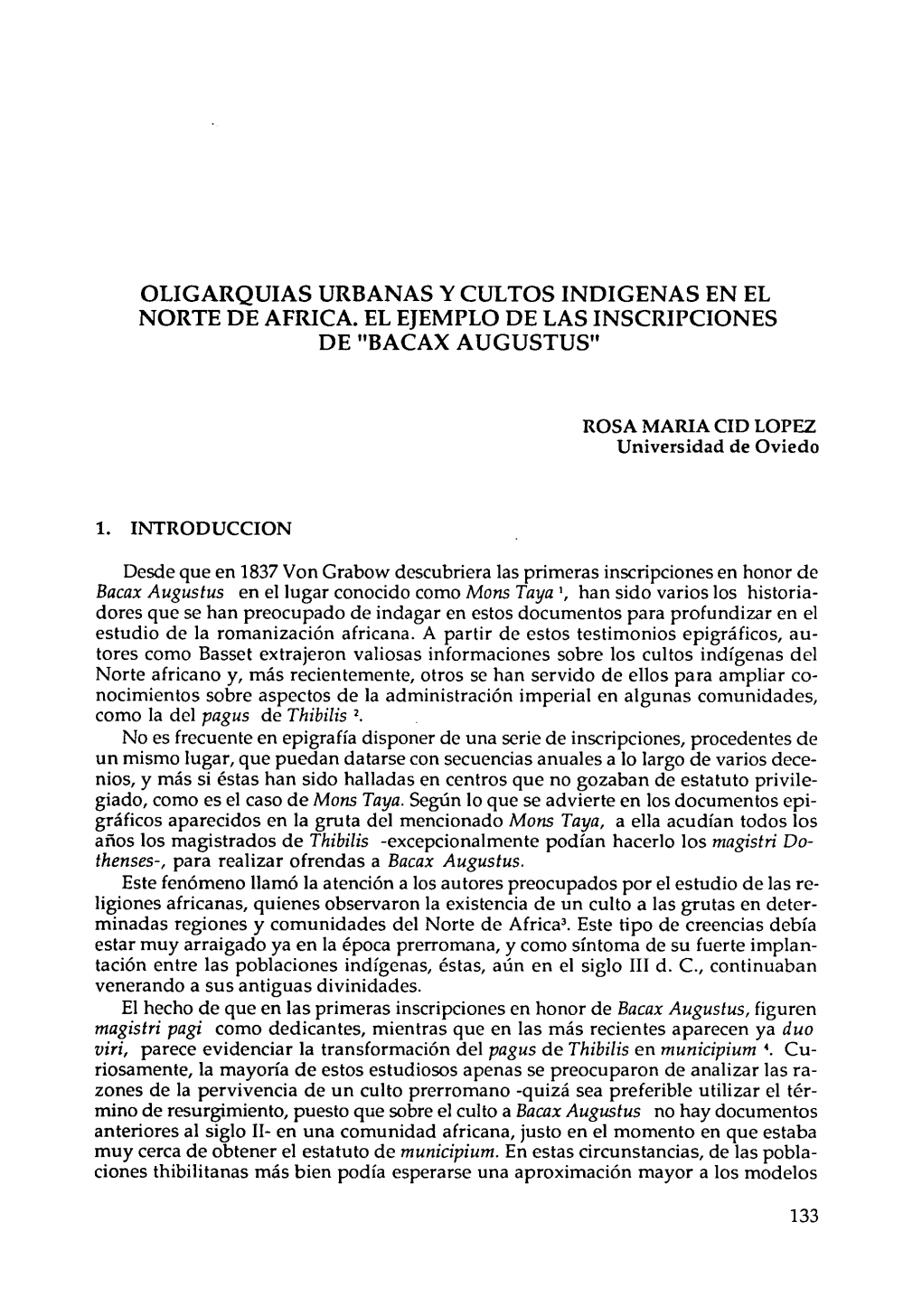 Oligarquias Urbanas Y Cultos Indigenas En El Norte De Africa