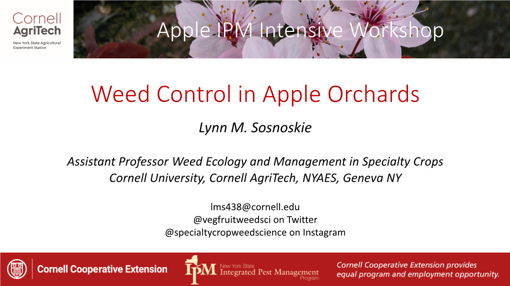 Weed Control in Apple Orchards Lynn M