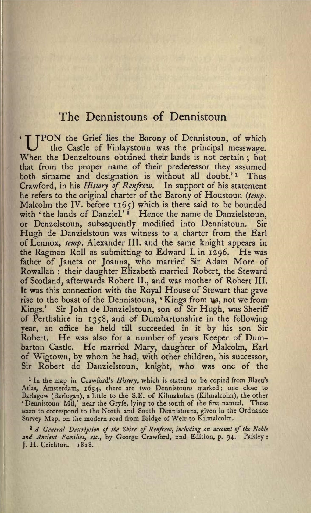 The Dennistouns of Dennistoun