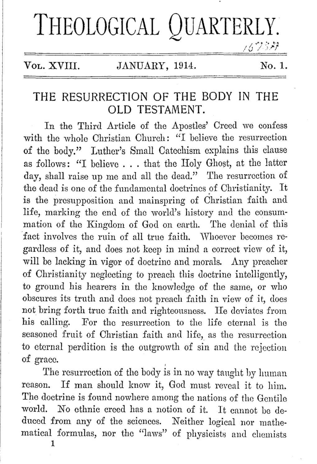 The Resurrection of the Body in the Old Testament