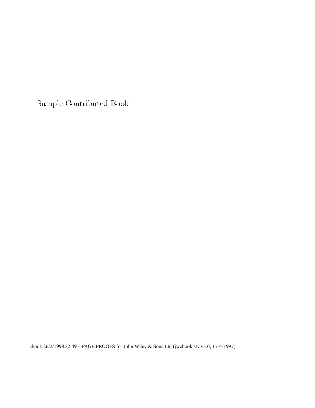 Sample Contributed Book