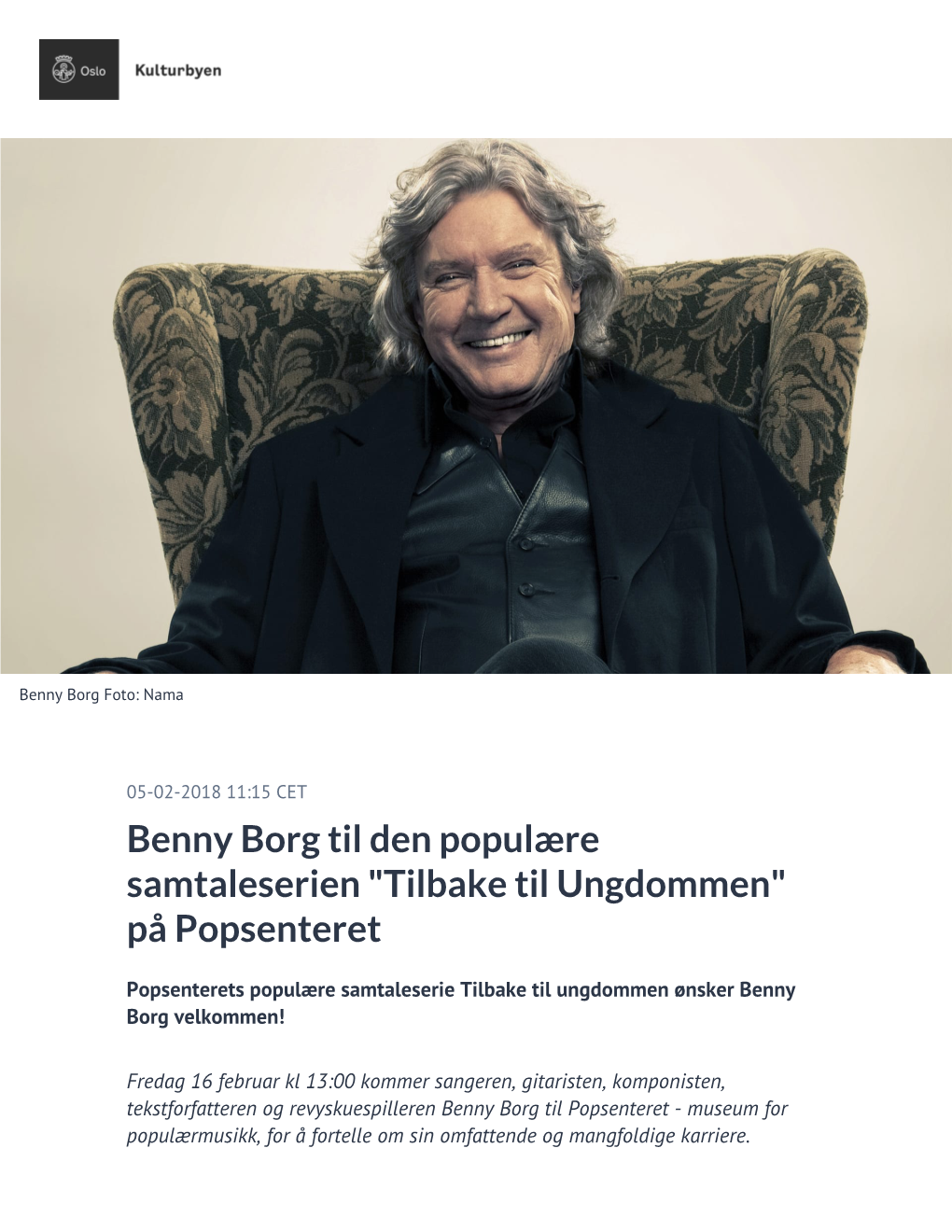 Benny Borg Til Den Populære Samtaleserien "Tilbake Til Ungdommen" På Popsenteret