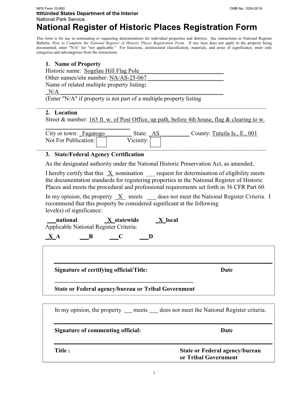 National Register of Historic Places Registration Form