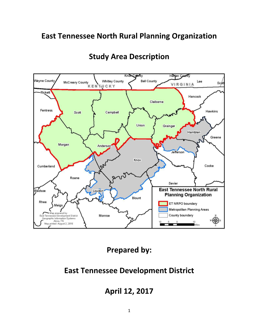 East Tennessee North Rural Planning Organization Study Area