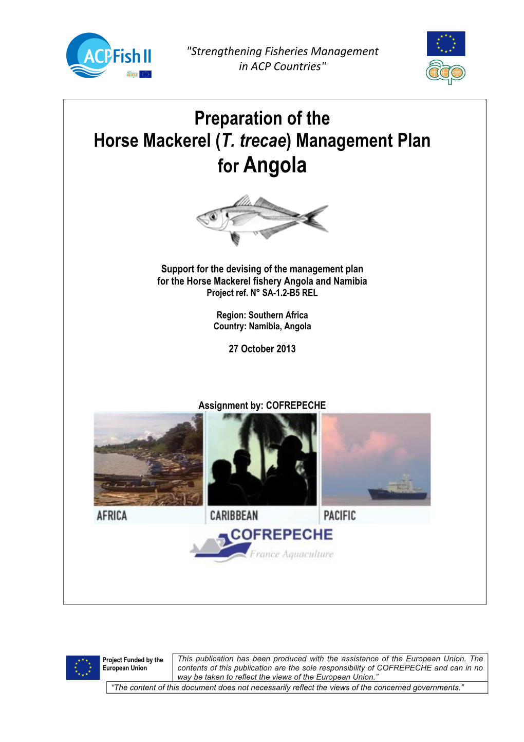 Preparation of the Horse Mackerel (T. Trecae) Management Plan for Angola