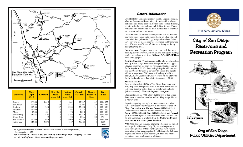 City of San Diego Reservoirs and Recreation Program