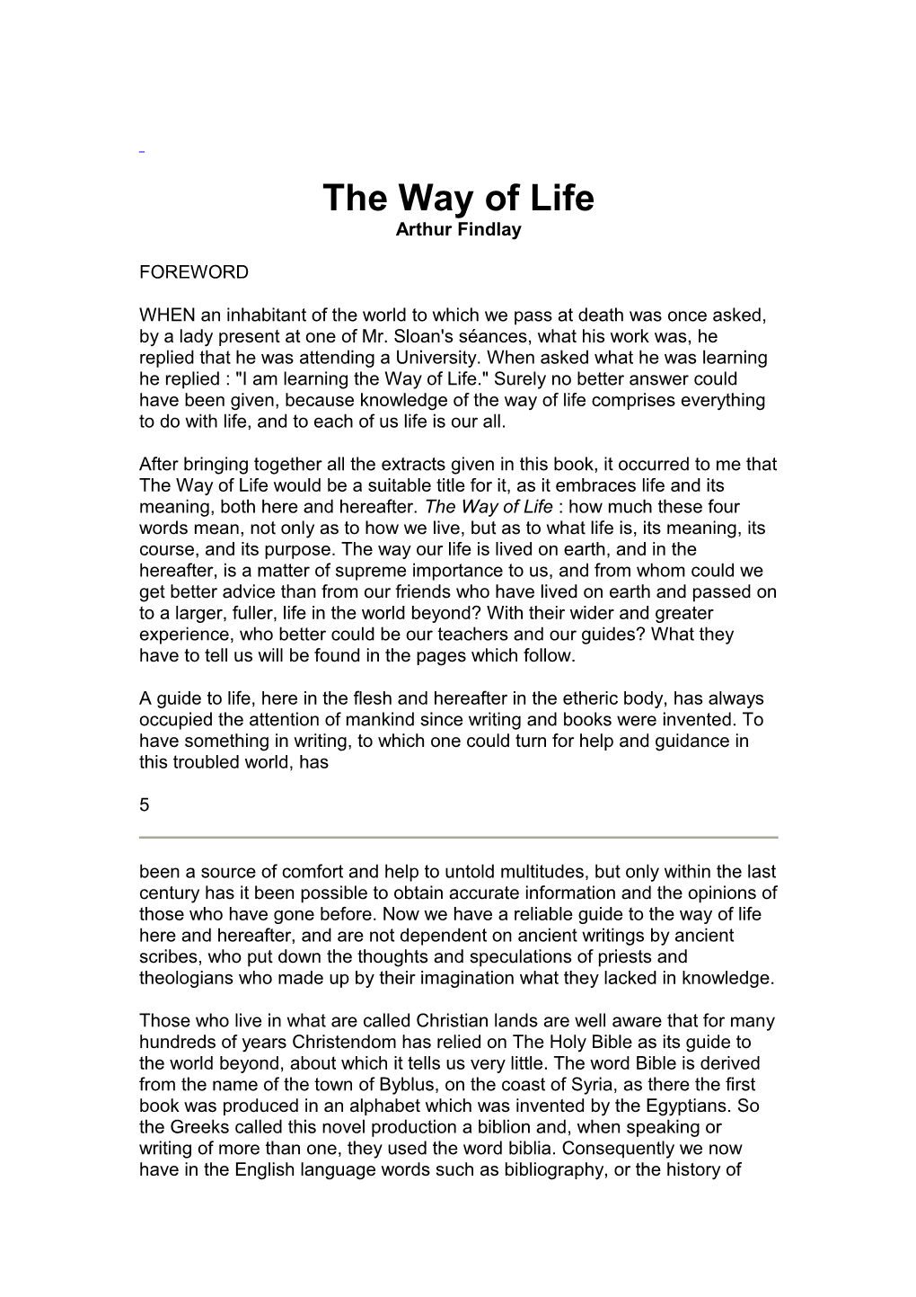 The Way of Life Arthur Findlay