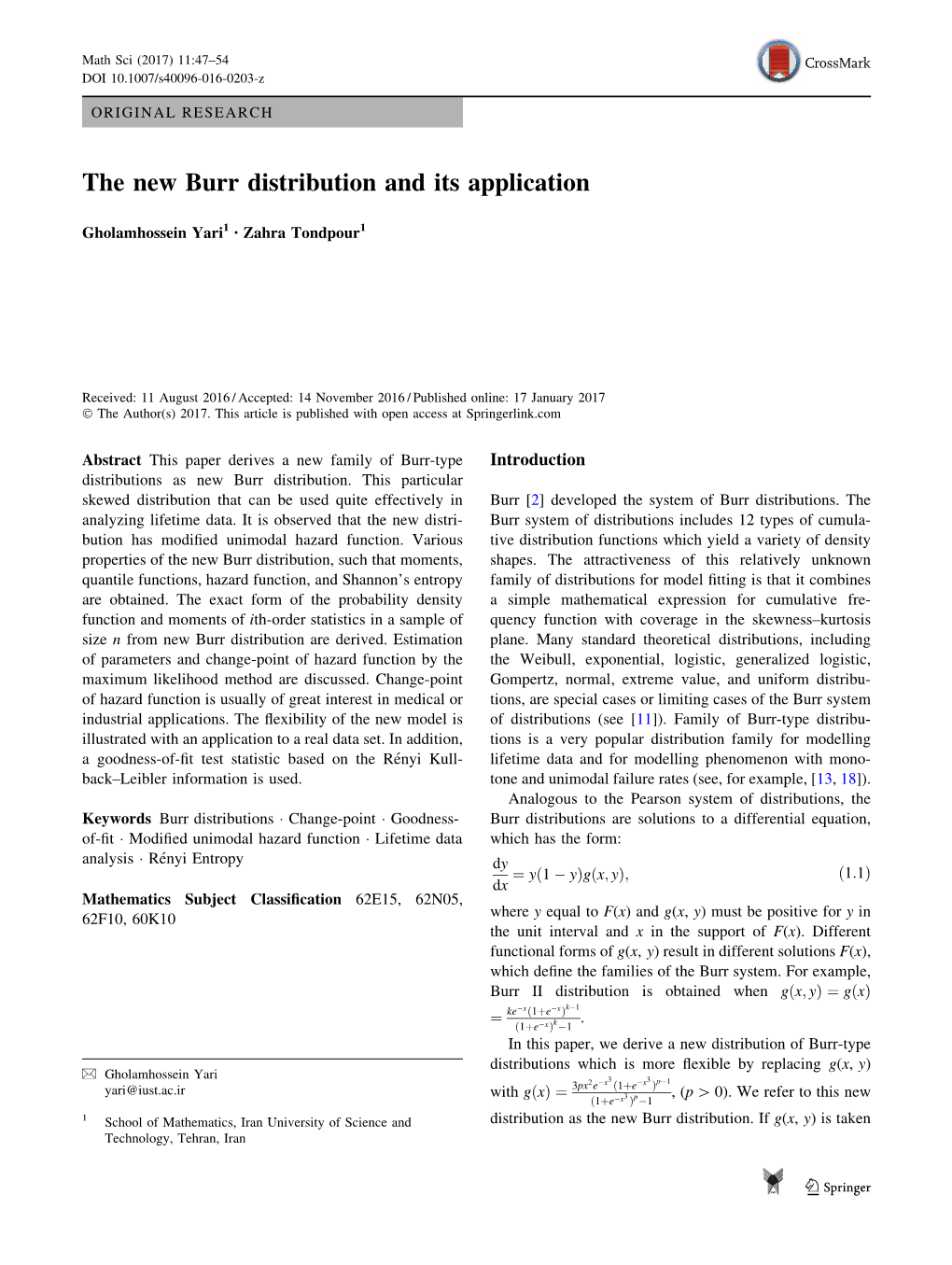 The New Burr Distribution and Its Application