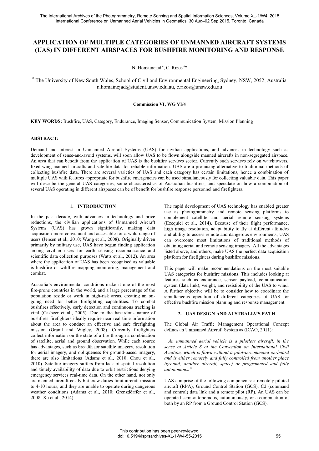 (Uas) in Different Airspaces for Bushfire Monitoring and Response