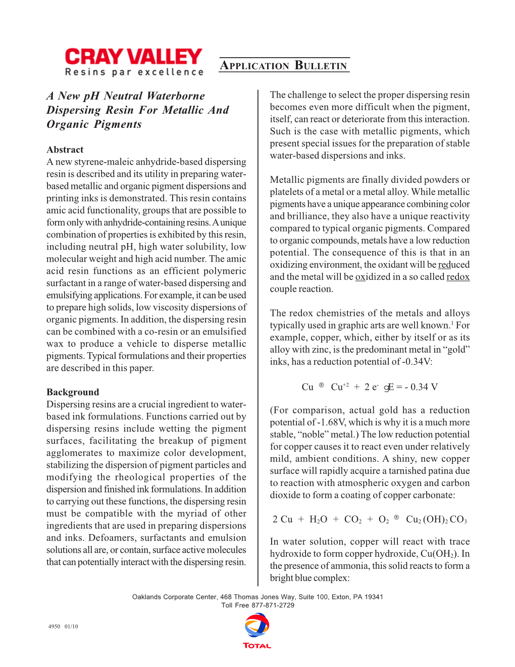 A New Ph Neutral Waterborne Dispersing Resin for Metallic and Organic Pigments