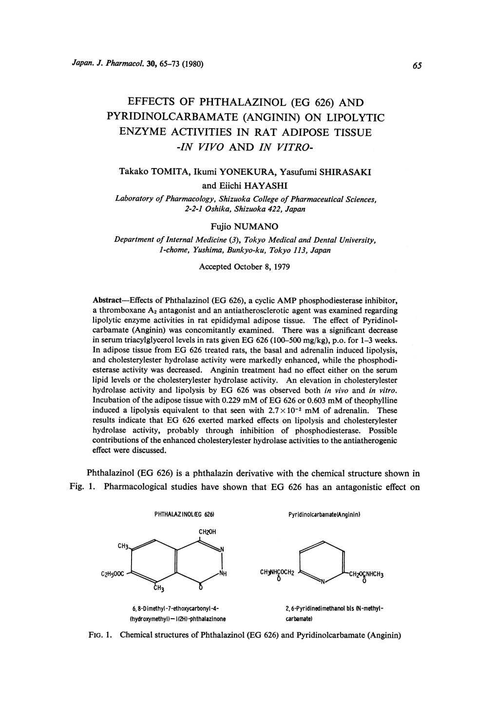 (Anginin) on Lipolytic Enzyme Activities in Rat Adipose Tissue -In Vivo and in Vitro