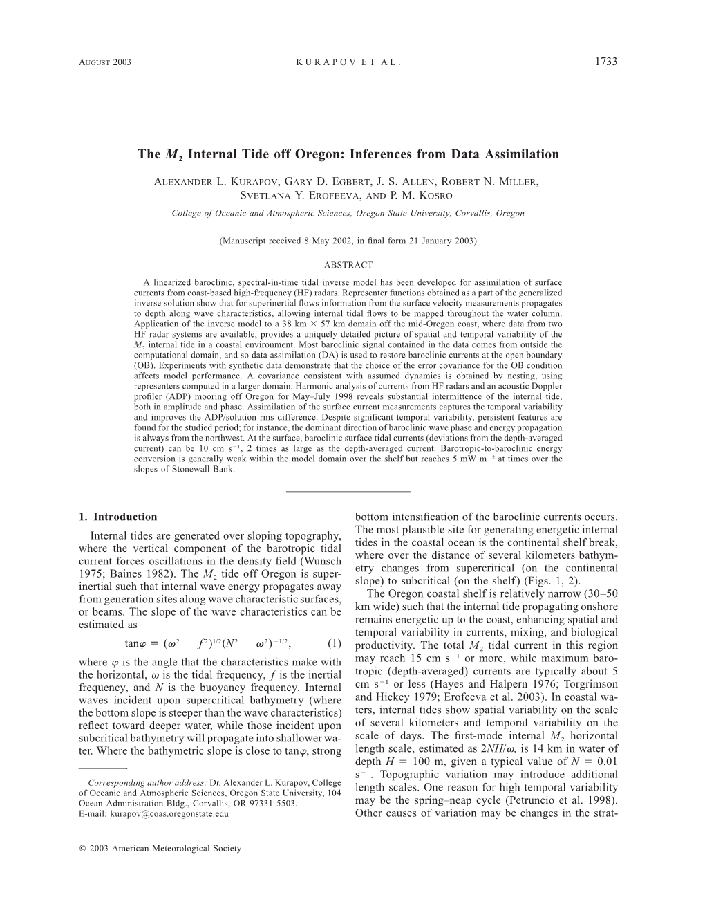 The M2 Internal Tide Off Oregon: Inferences from Data Assimilation