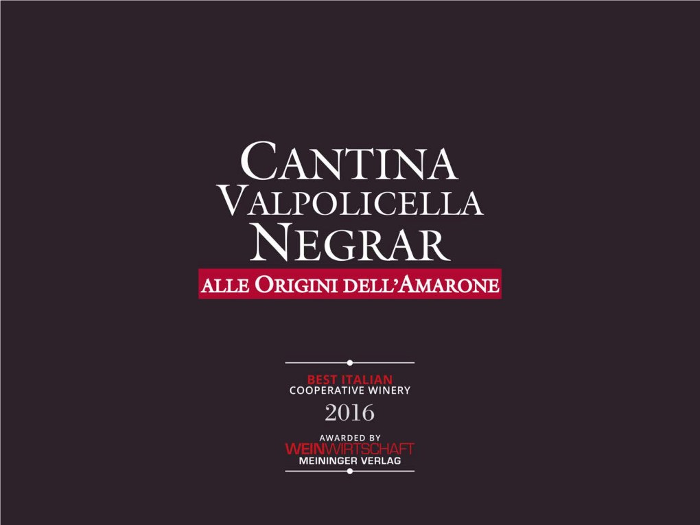 Cantina Sociale Valpolicella Negrar Was Founded at a Time of Political and Economic Uncertainty Due to the Great Depression After 1929