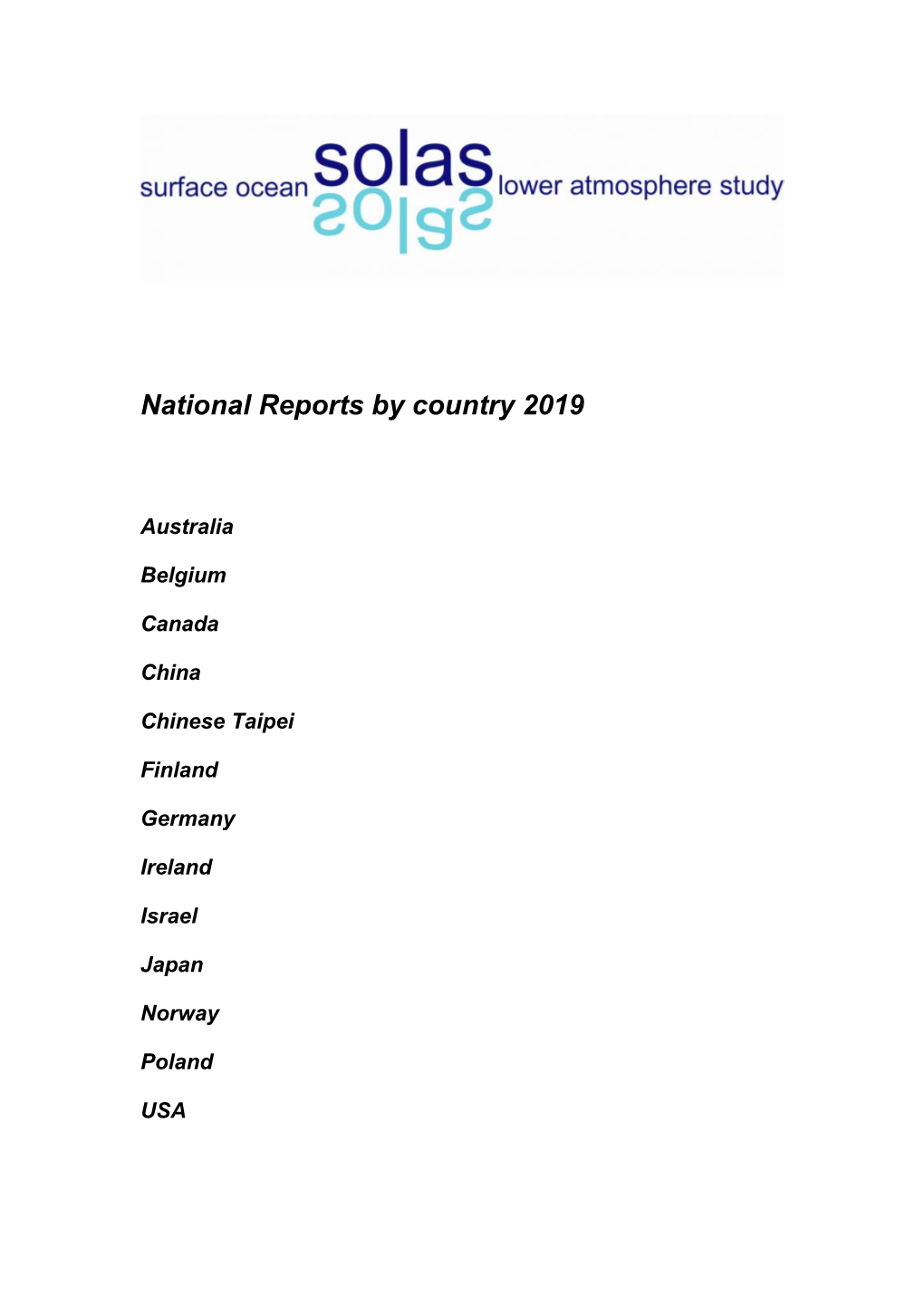 National Reports by Country 2019